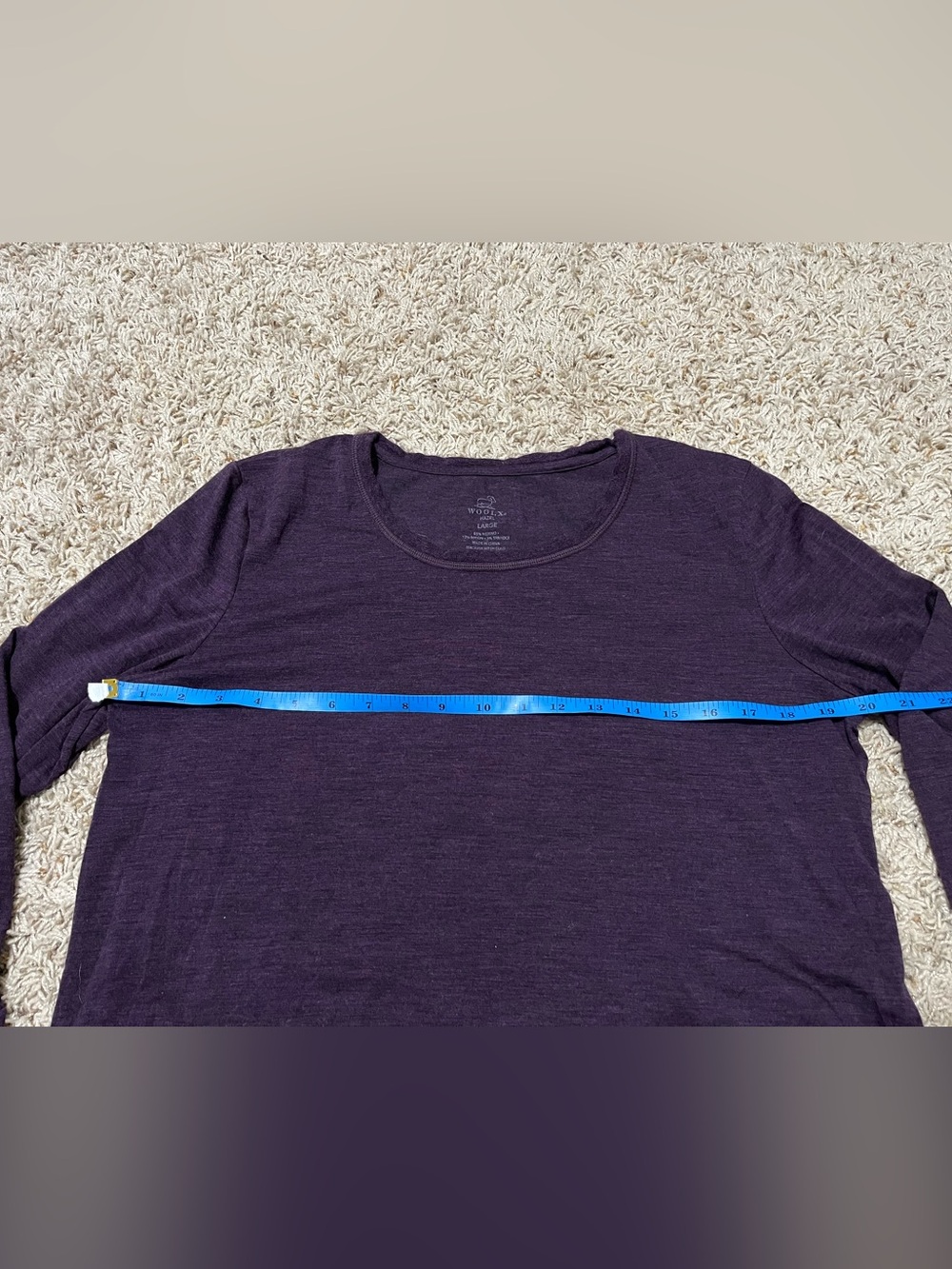 Woolx Hazel Merino Wool Blend Tunic Top Outdoor Purple Curved Hem Size Large - Picture 3 of 8